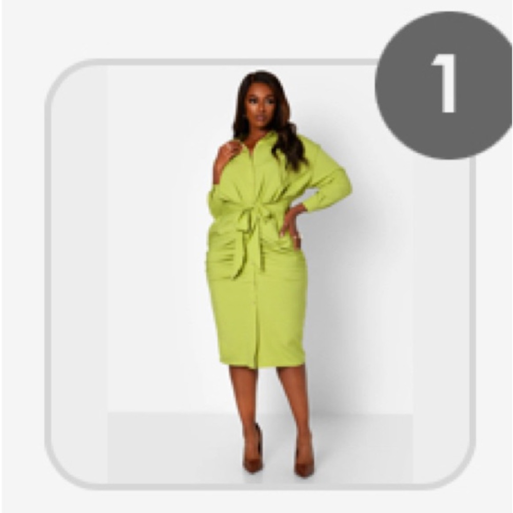 Lime Green Tie-Front Dress